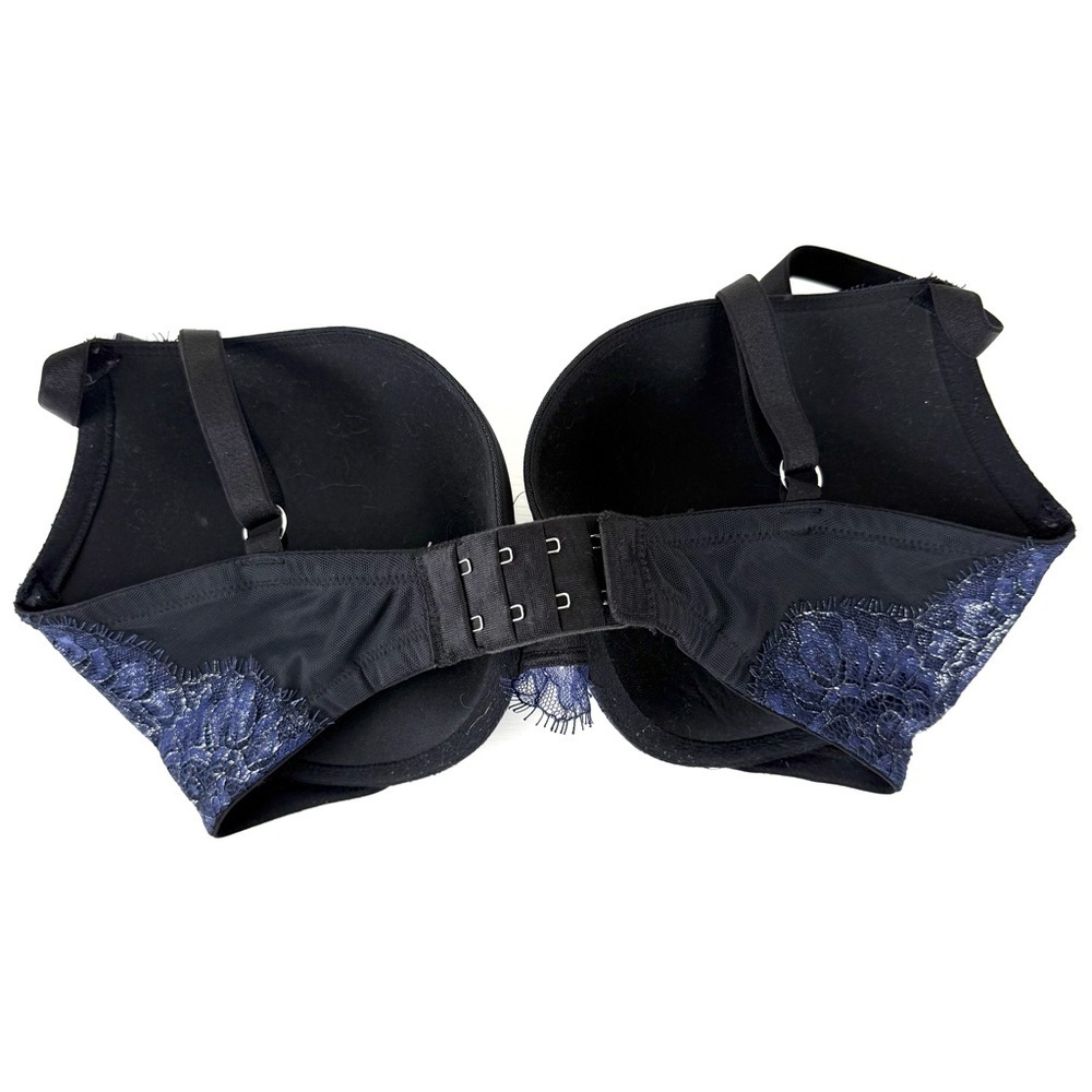 Victoria's Secret Blue And Black Lace Sexy Push Up Bra Sz 34DDD - Picture 3 of 5
